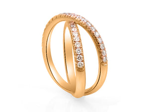 Ladies Rose Gold Diamond Overlapping Diamond Ring - HANIKEN JEWELERS NEW-YORK