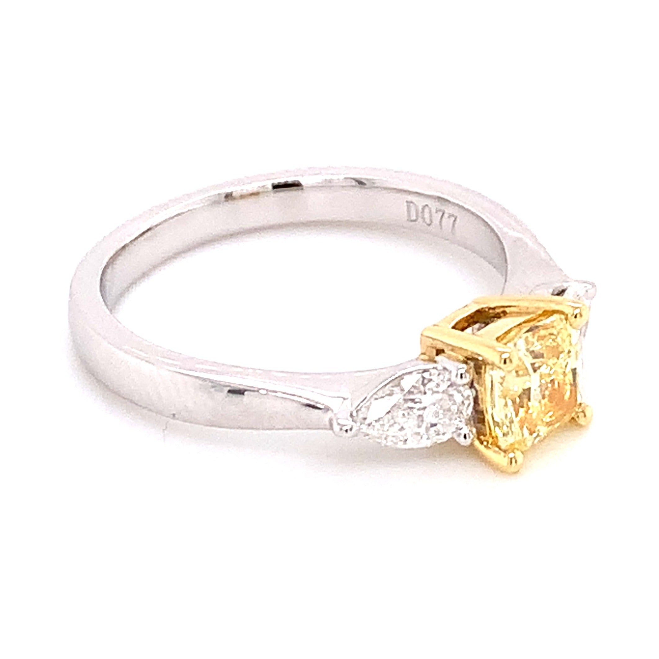 1.21ct Canary Fancy Yellow Three Stone Diamond Engagement Ring