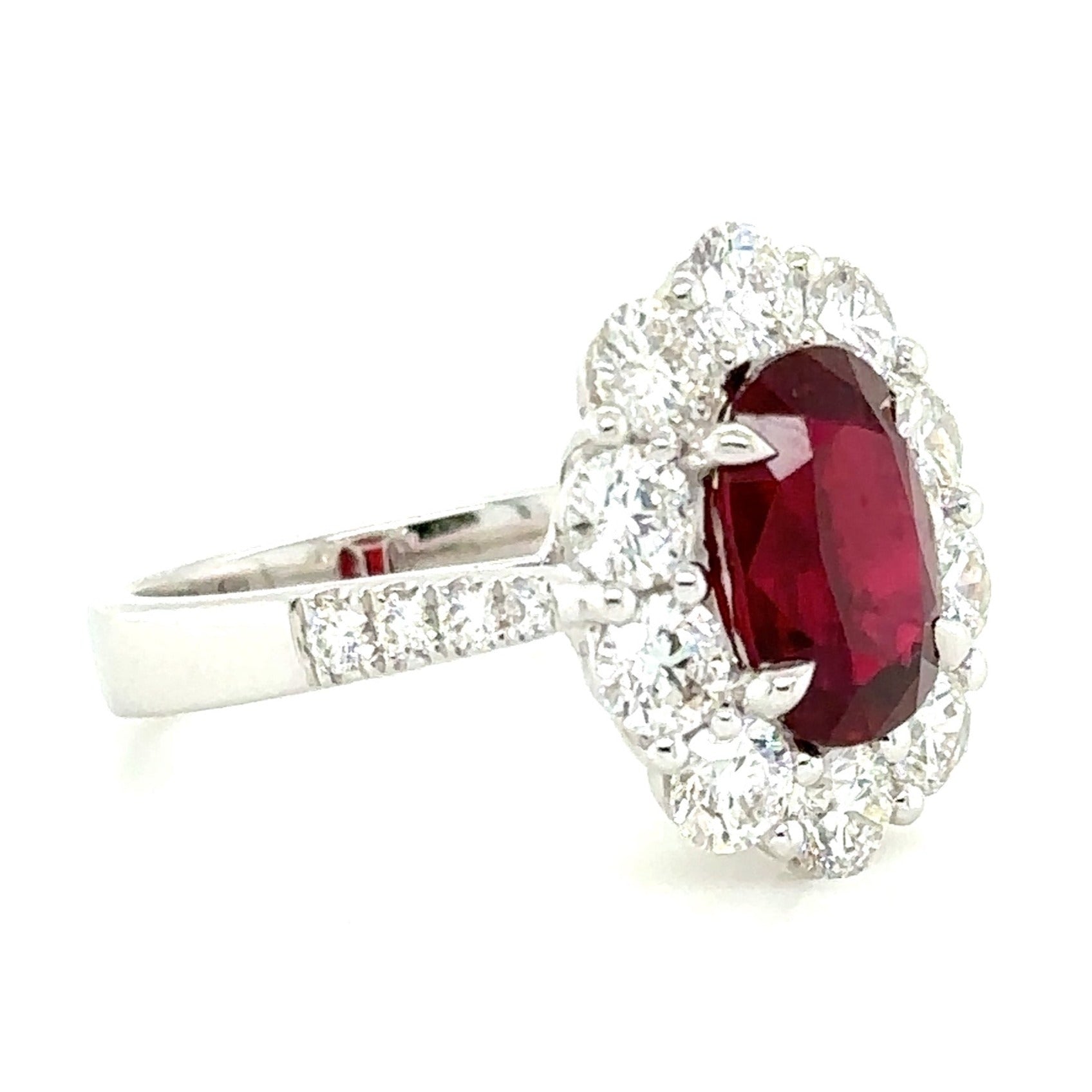 Ladies Statement 5.29ct tw Oval Pigeon Blood Red Ruby & Diamond Ring