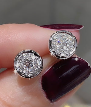 Pave Cluster Diamond Stud Earrings 0.45ct t.w.