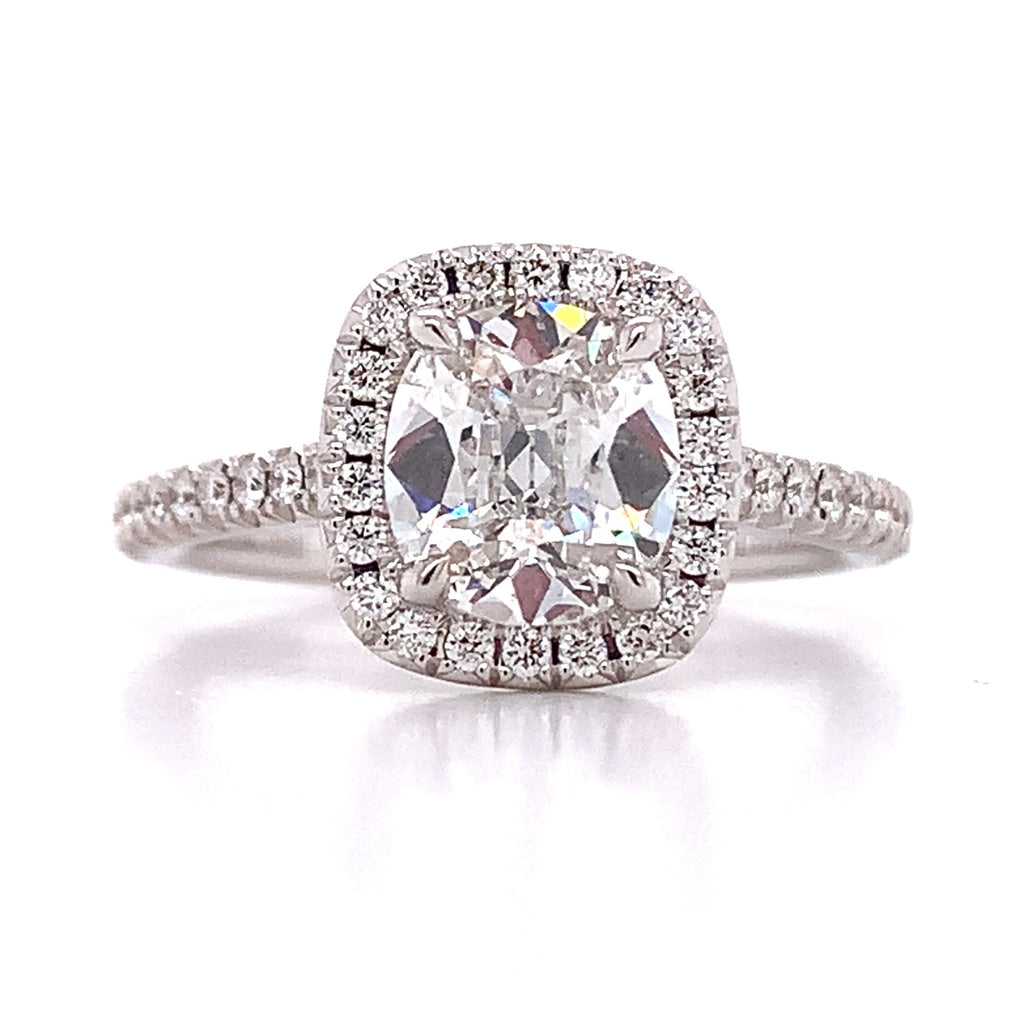 GIA Certified Henri Daussi 1.81ct tw Cushion Halo Diamond Ring