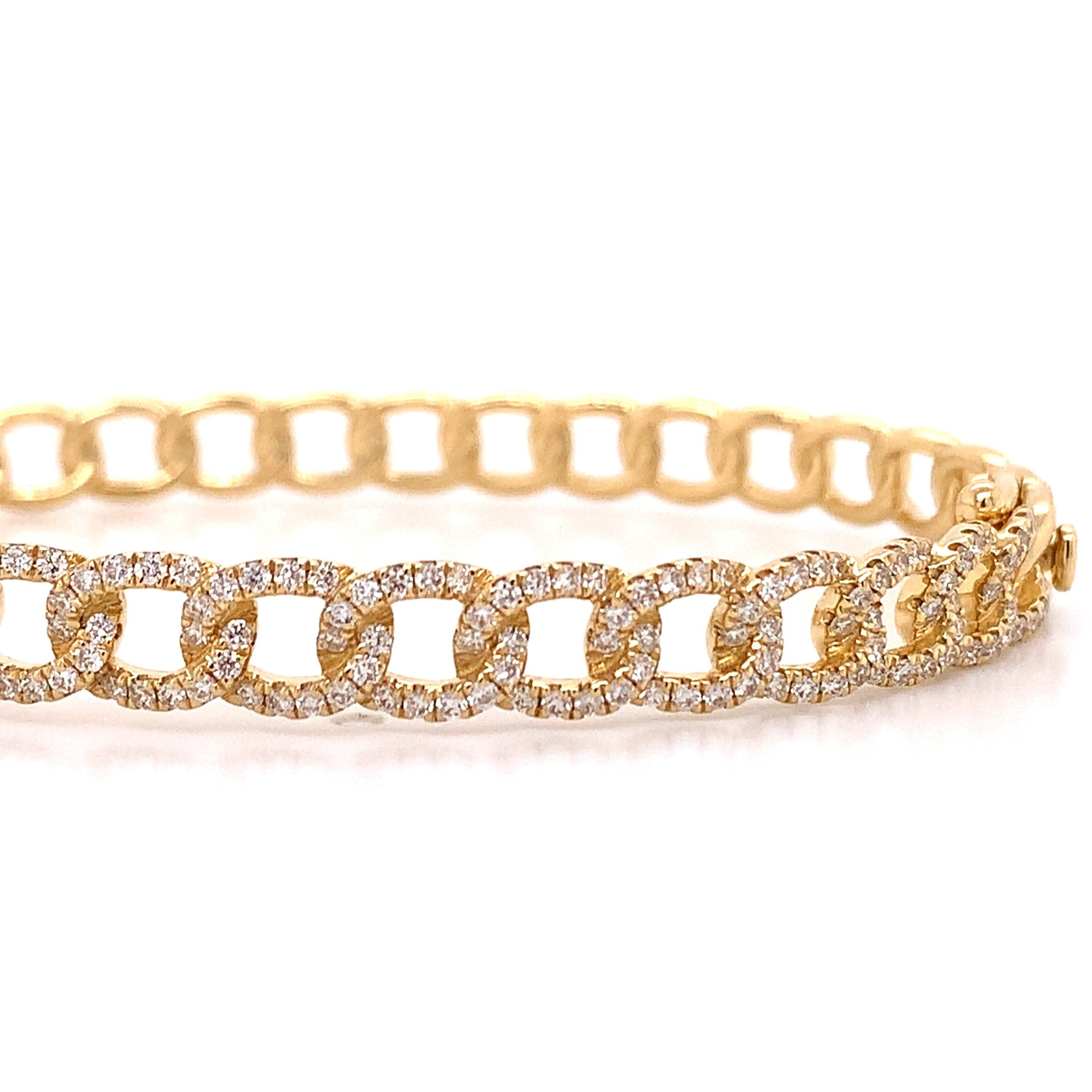 Diamond Link 1.15CT T.W. Gold Bangle Bracelet