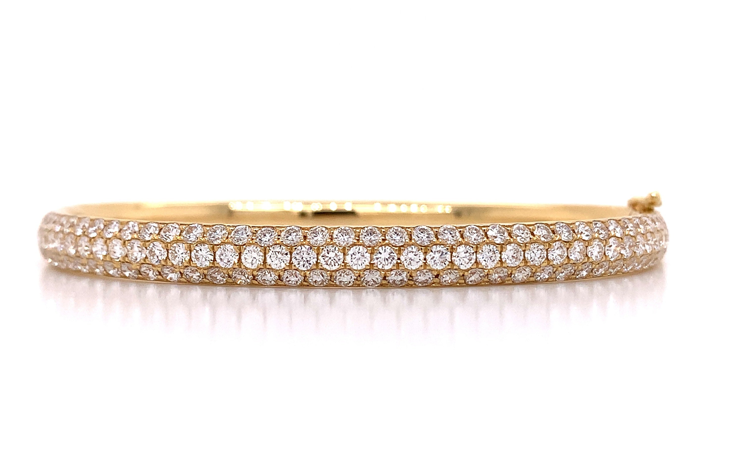 Pave-set Three Row Diamond Bangle Bracelet 2.87ct tw