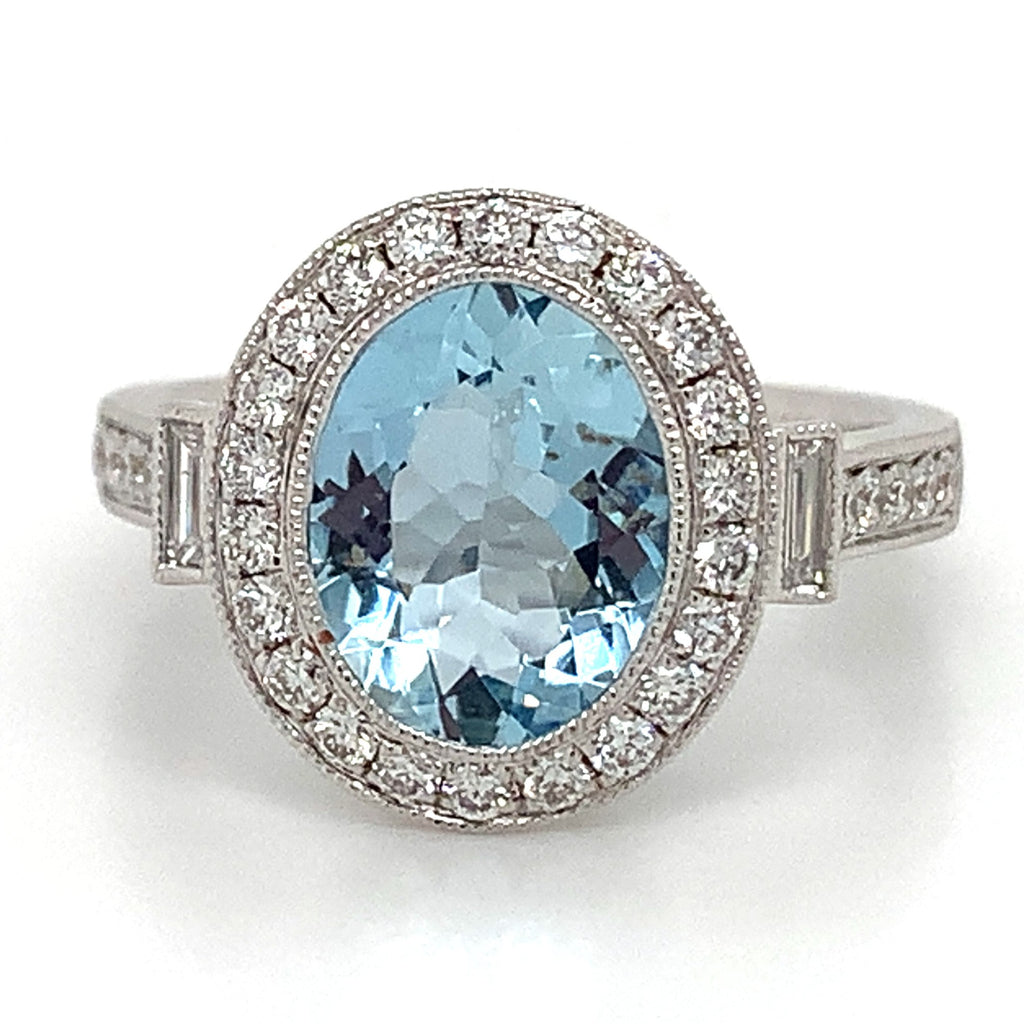 1.84ct tw Oval-cut Aquamarine & Diamond Cocktail Ring