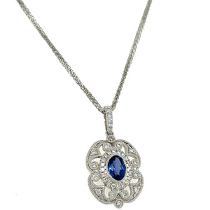 Diamond & Sapphire Pendant 0.91ct tw Necklace