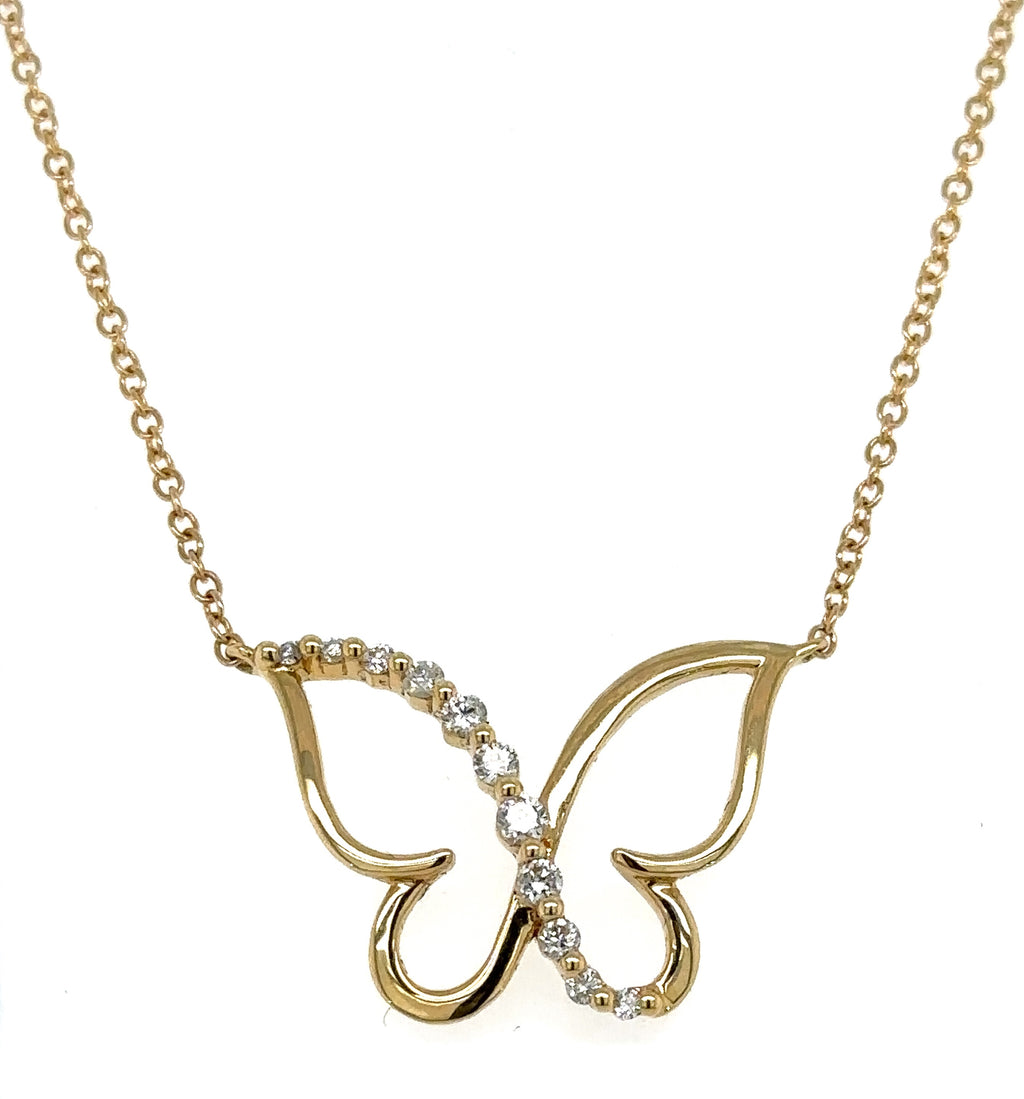 0.19ct tw Butterfly Diamond Pendant Necklace