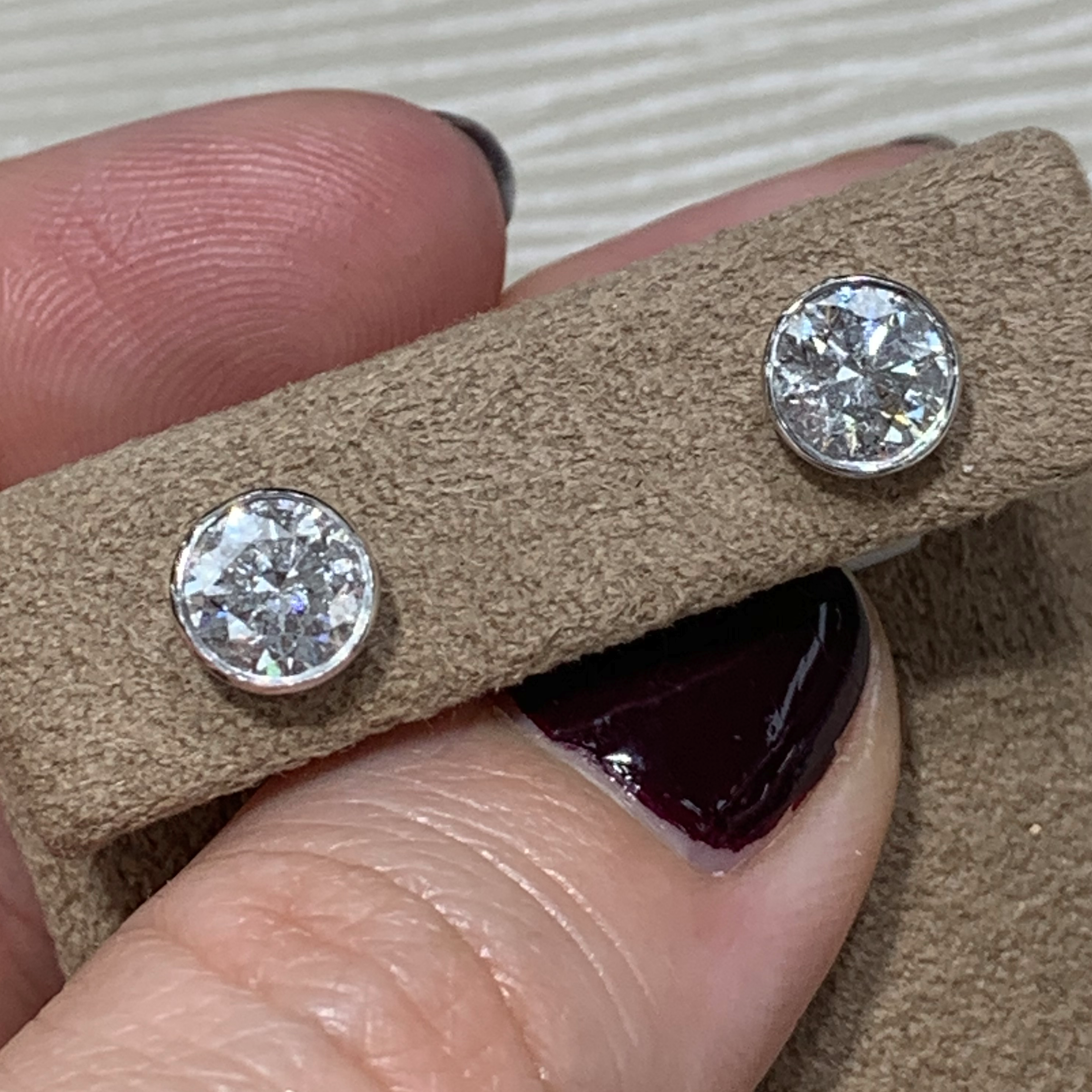 2.00ctw Round Diamond Bezel Set Stud Earrings