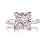 GIA Certified 3 Stone 2.94ct tw Platinum Princess Cut Diamond Ring