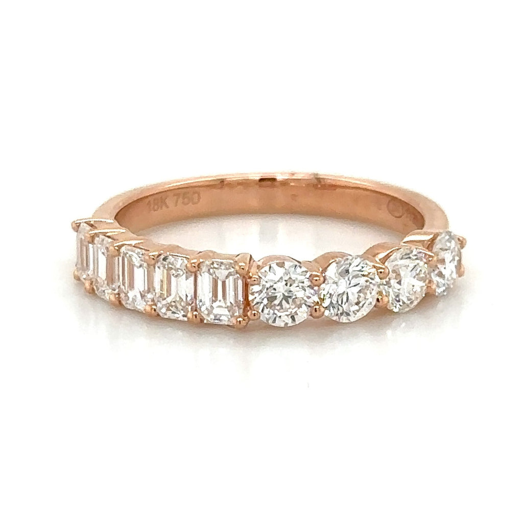 Mixed-Shape Round & Emerald-Cut 1.39ct tw Diamond Ring