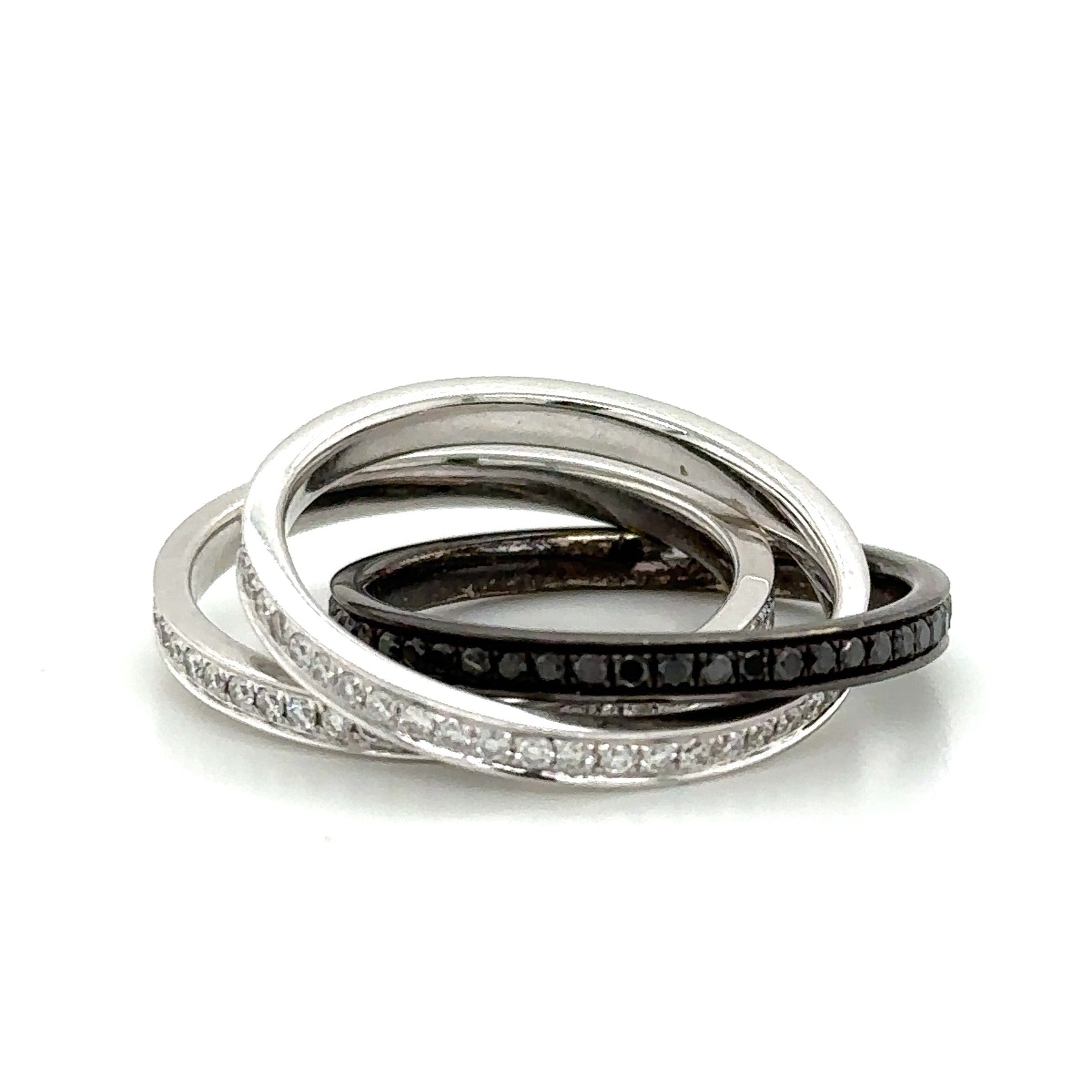 Trinity Ring With White and Black Diamonds
