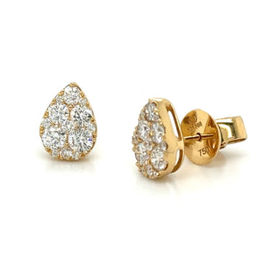 Pear Shape Diamond Stud Earrings 0.86ct tw