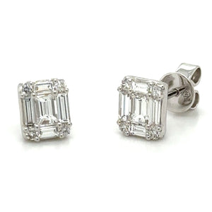 Baguette Diamond 0.93ct t.w. Invisible Set Stud Earrings