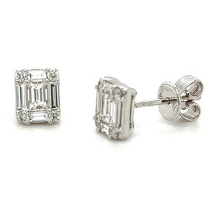 Baguette Diamond 0.93ct t.w. Invisible Set Stud Earrings