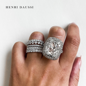 Henri Daussi 5.39ct Cushion Halo Cut GIA Certified Graduated Shank Engagement Ring