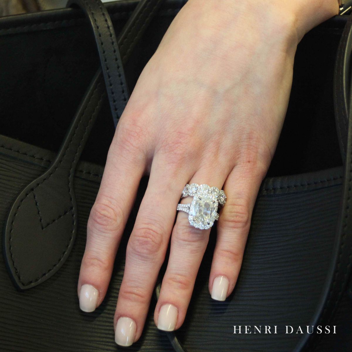 Henri Daussi 2.06ct tw EGL Certified Cushion Cut with Halo Diamond Engagement Ring