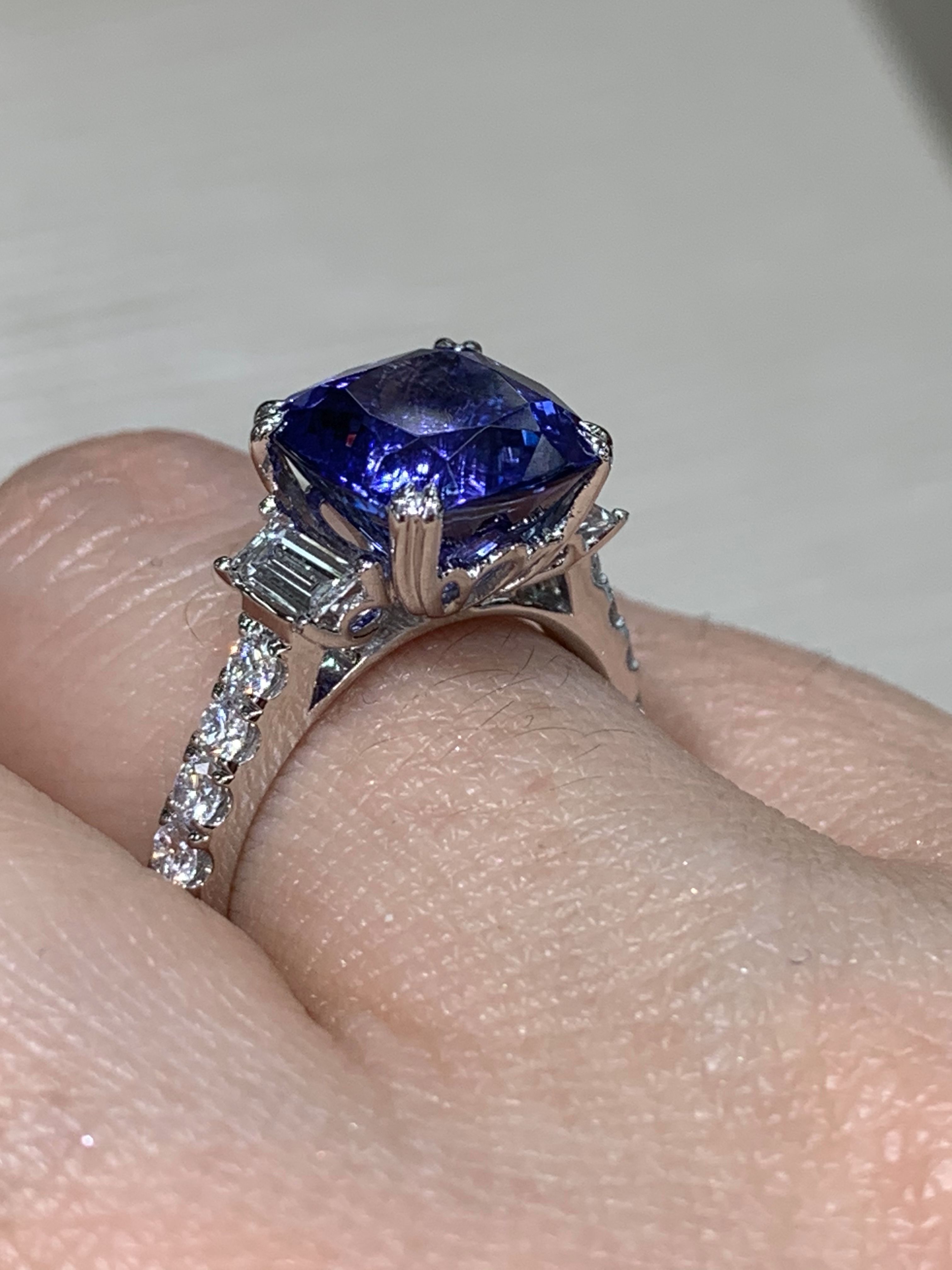 Tanzanite top baguette ring