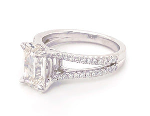 2.33CT T.W. Platinum Henri Daussi Cushion Pave Style Diamond Engagement Ring - HANIKEN JEWELERS NEW-YORK