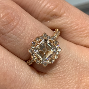 2.36ctw Asscher Cut Halo Diamond Engagement Ring