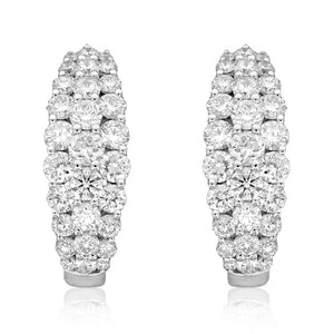 Three Row Pave Diamond Earrings 1.58ct t.w.