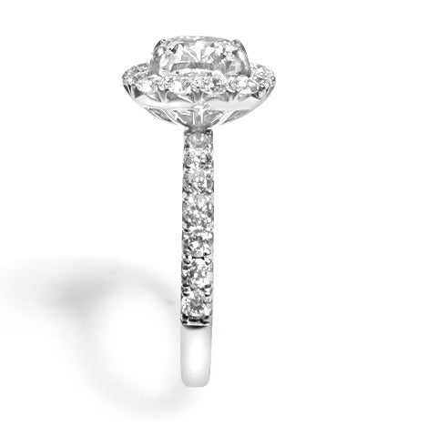 Henri Daussi 2.01ct GIA Certified Cushion Cut Halo Diamond Engagement Ring Totaling 2.90ct tw