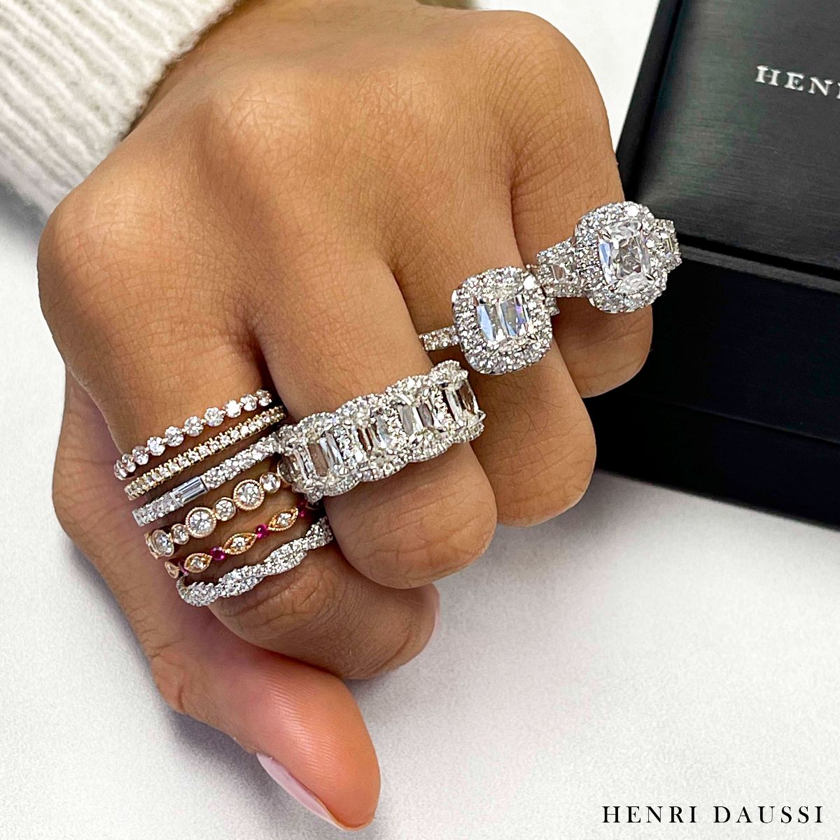 GIA Certified Henri Daussi Designer Signed 1.89ct tw Cushion Halo Diamond Ring