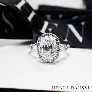 GIA Certified 2.29CT T.W. Henri Daussi Oval Halo Diamond Engagement Ring
