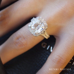 Henri Daussi Halo Set Cushion Cut Diamond Engagement Ring Totalling 1.99cts GIA Certified Center 1.23cts