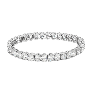 23.19ct tw All GIA Certified 33 Oval Cut Riviera Tennis Bracelet Crafted Luxurious Platinum
