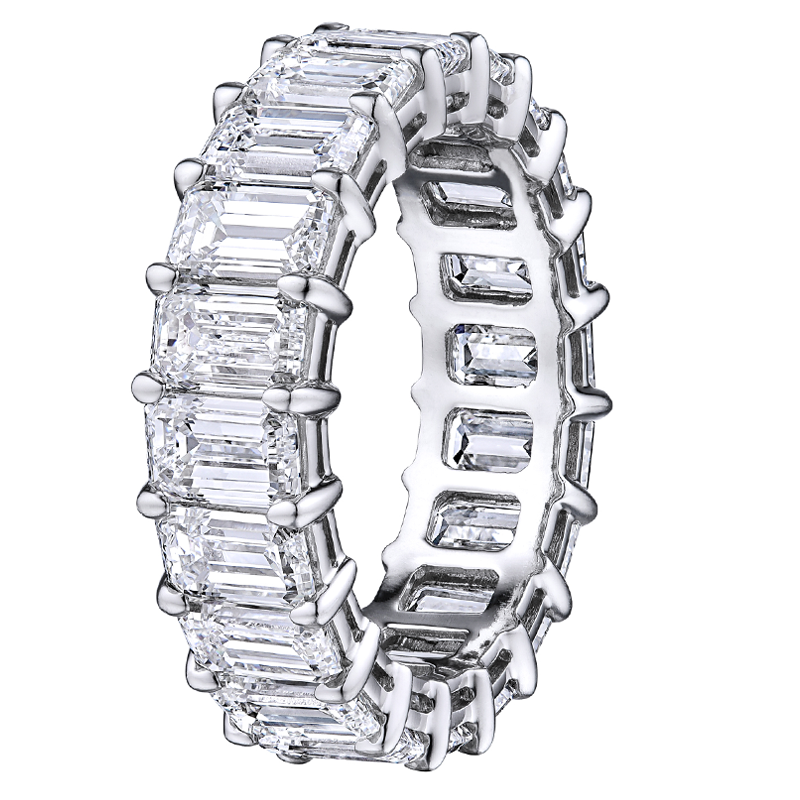 6.84ct tw Ladies Emerald Diamond Eternity Band With Pave Edges