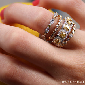 Henri Daussi Canary Fancy Light Yellow Five Stone 1.39ct tw Diamond Ring