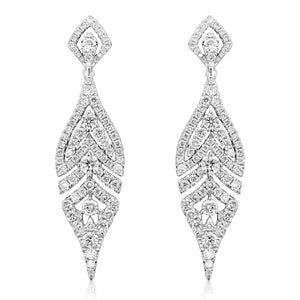 Ladies Leaf Shape Diamond Drop Earrings
