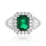 GRS Certified Ladies Statement 1.88ct Zambian Emerald - Cut Emerald & Diamond Ring