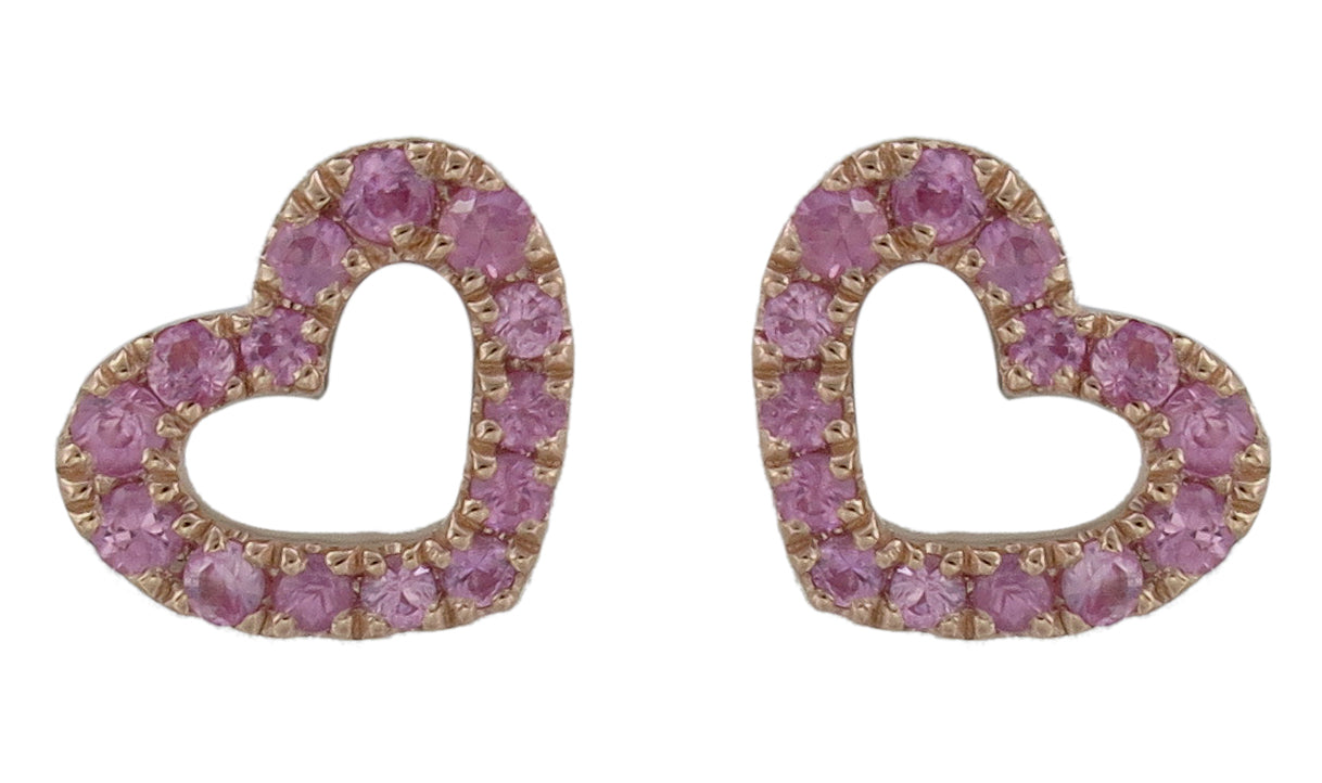 Pink Sapphire 0.24ct t.w. Open Heart Earrings