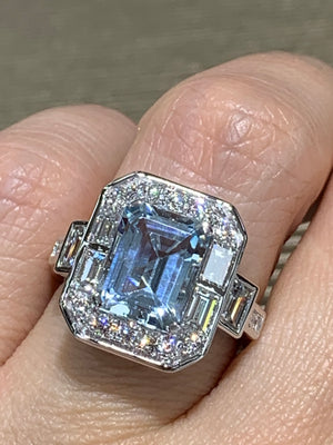 engagement ring diamond wedding aquamarine gold ring anniversary Haniken Jewelers New York