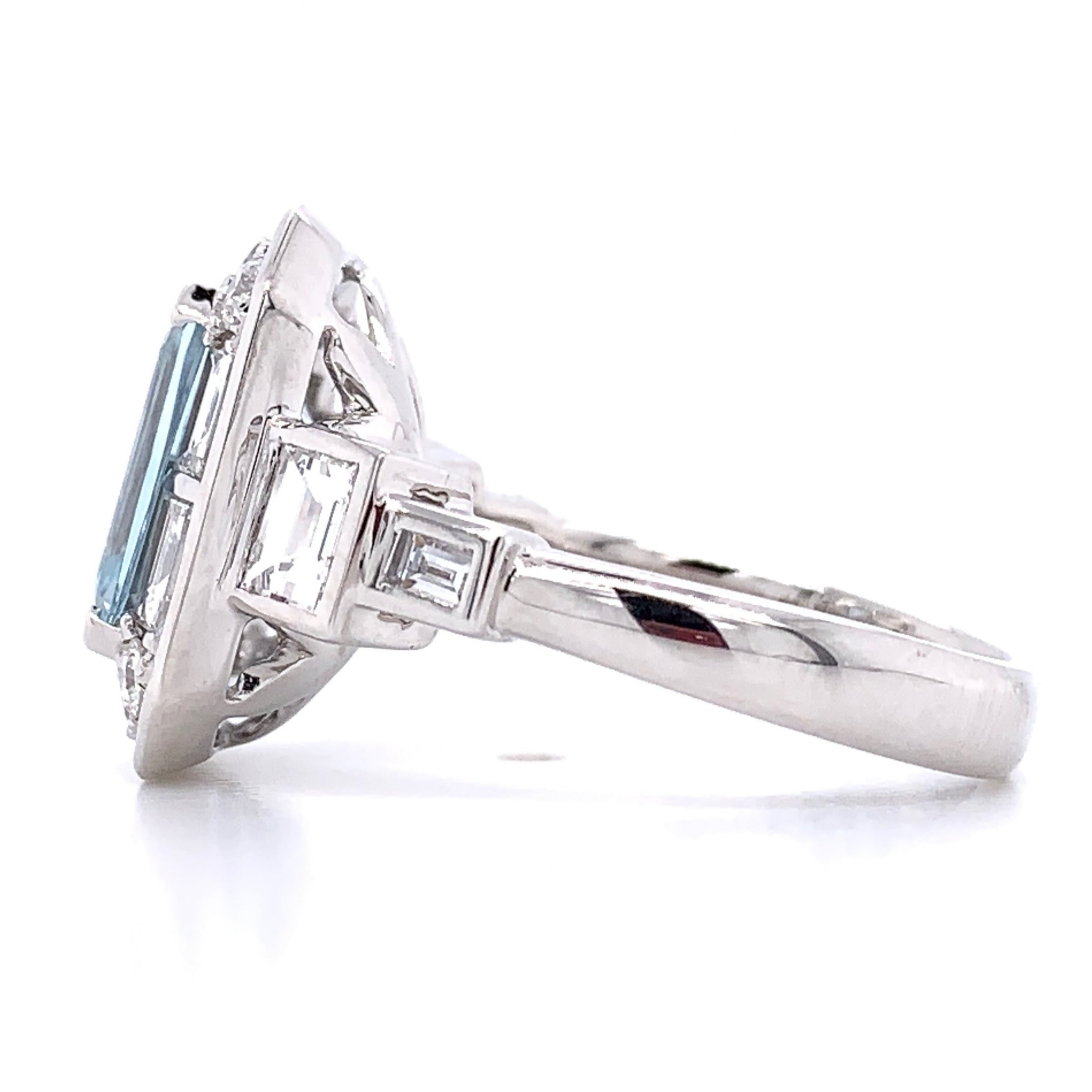 engagement ring diamond wedding aquamarine gold ring anniversary Haniken Jewelers New York