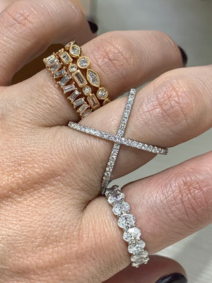 Criss-Cross White Gold & Diamond Ring - HANIKEN JEWELERS NEW-YORK