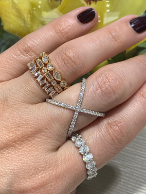Criss-Cross White Gold & Diamond Ring - HANIKEN JEWELERS NEW-YORK