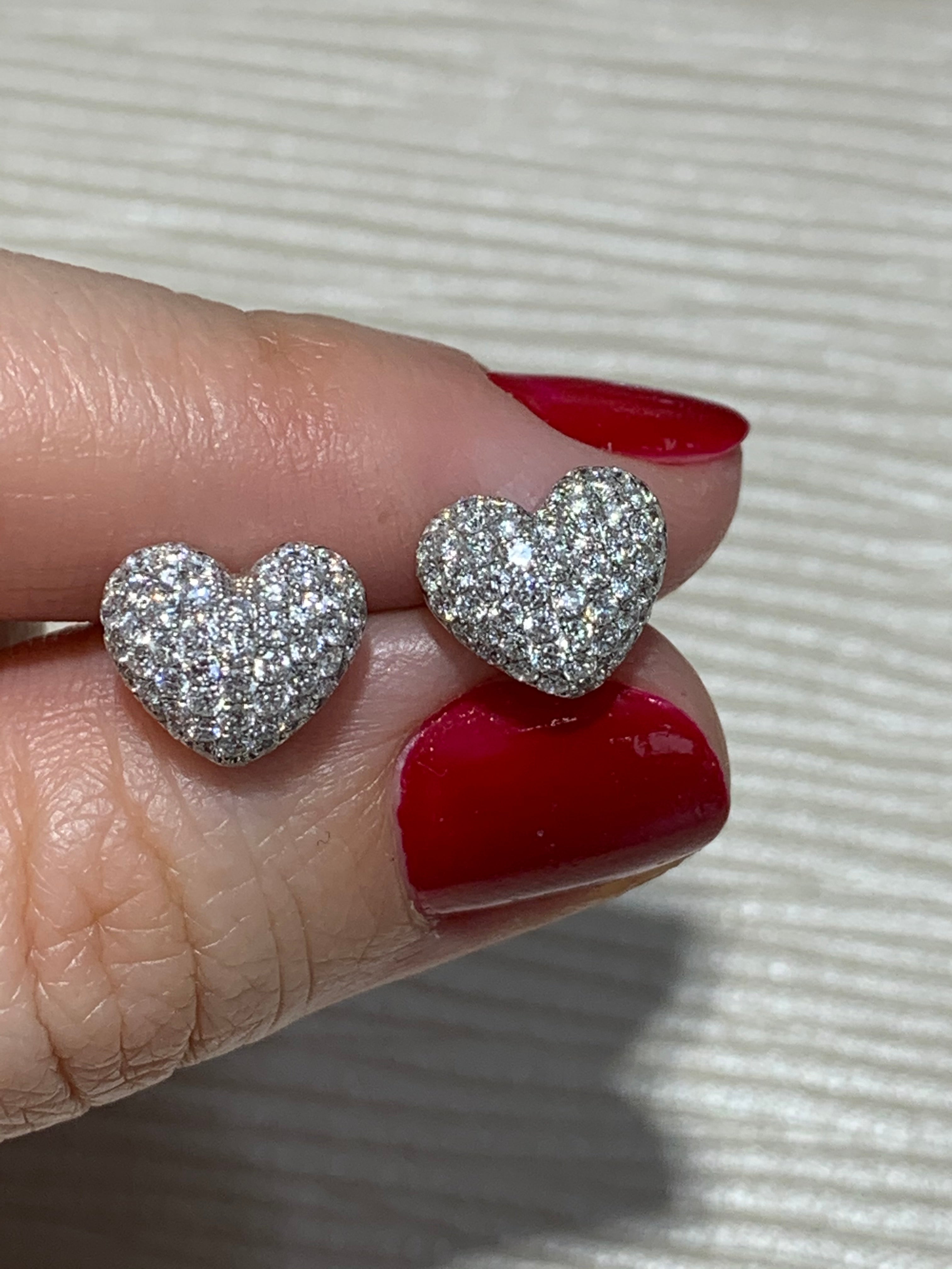Heart Shaped Pave Diamond Earrings - HANIKEN JEWELERS NEW-YORK