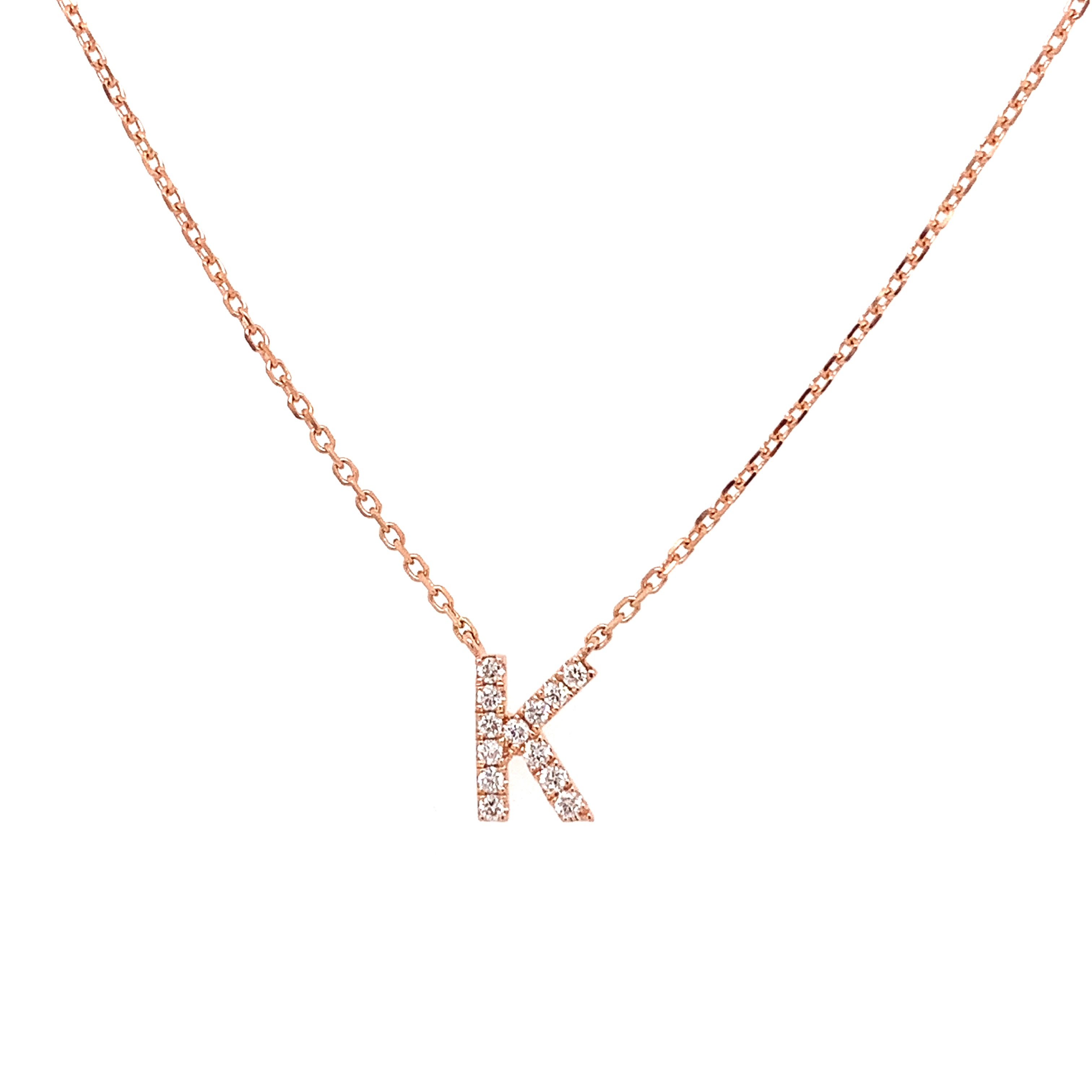 0.10ct tw Initial Diamond Pendant Necklace In Chain Necklace