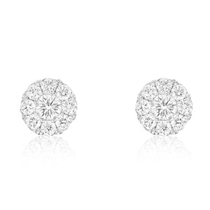 Cluster Diamond stud Earrings 0.65ct tw