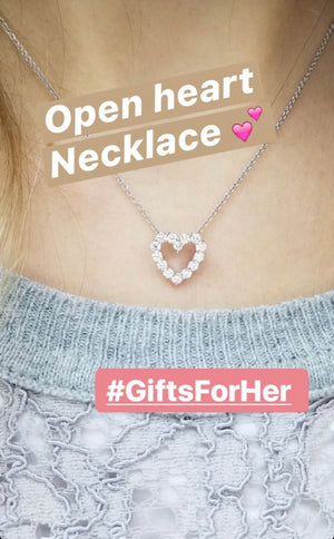 0.36ct tw Diamond Open Heart Pendant Necklace