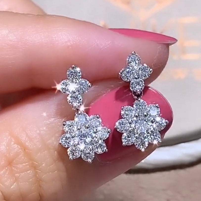 1.51ctw Flower Diamond Drop Earrings - HANIKEN JEWELERS NEW-YORK