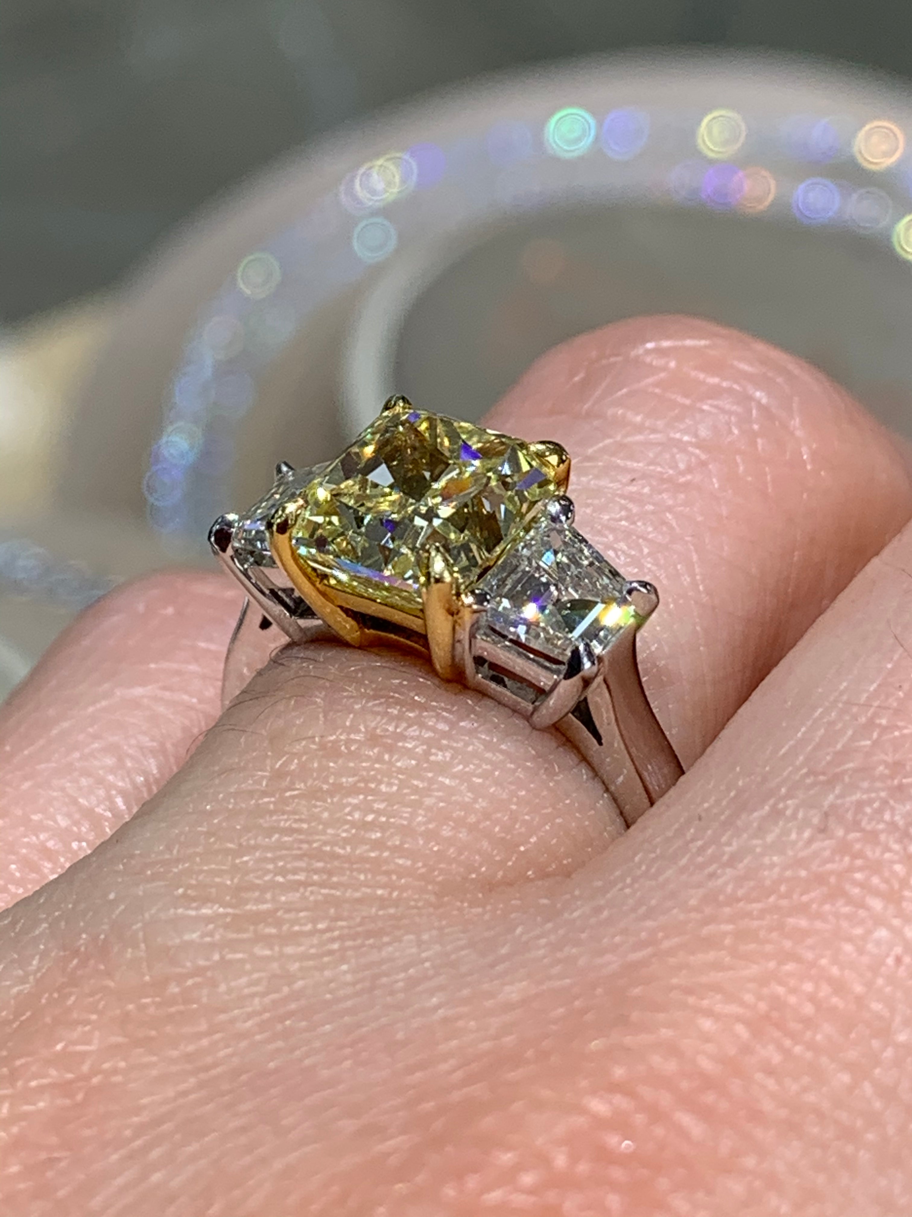 Canary Fancy Yellow Cushion Cut Diamond Ring | Natural Earth Mined VS1 GIA  – Kingofjewelry.com