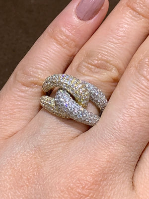 Ladies Two Tone Gold Link Diamond Ring - HANIKEN JEWELERS NEW-YORK