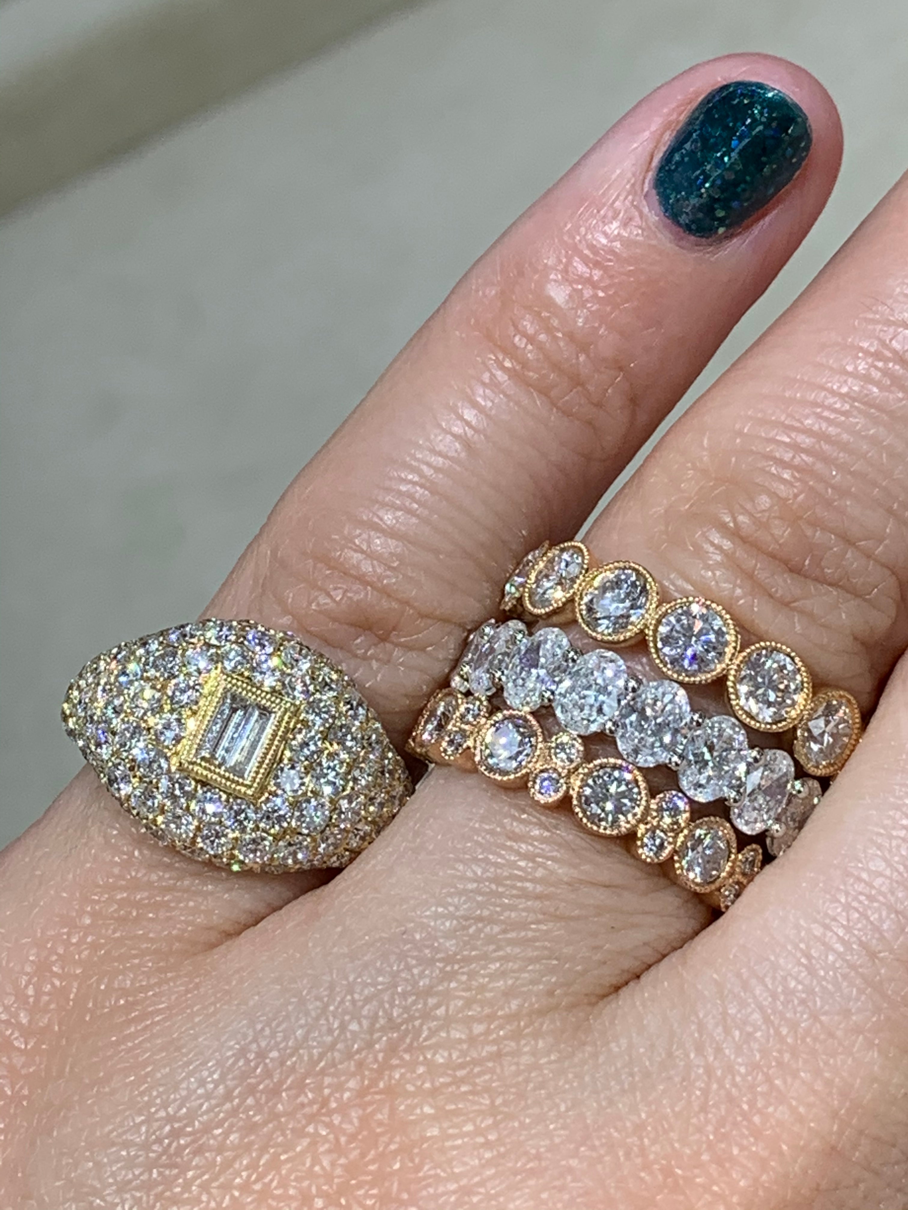 Baguette Center Pave Diamond Ring - HANIKEN JEWELERS NEW-YORK
