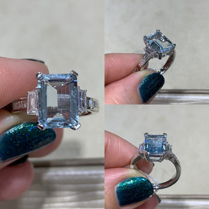 Aquamarine Trapeze Diamond Ring - HANIKEN JEWELERS NEW-YORK