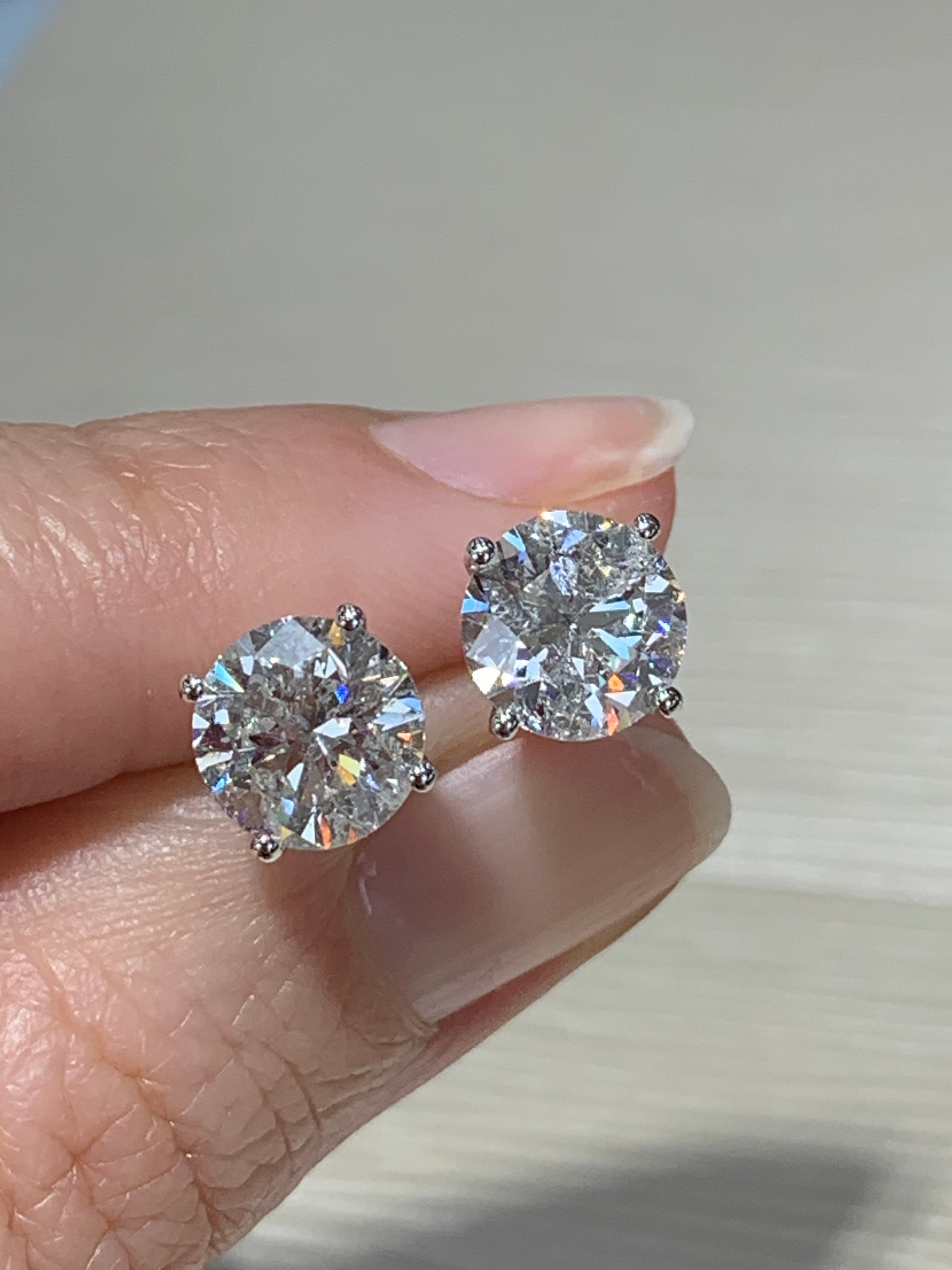 Ladies Diamond Stud Earrings 4.06cts Certified - HANIKEN JEWELERS NEW-YORK