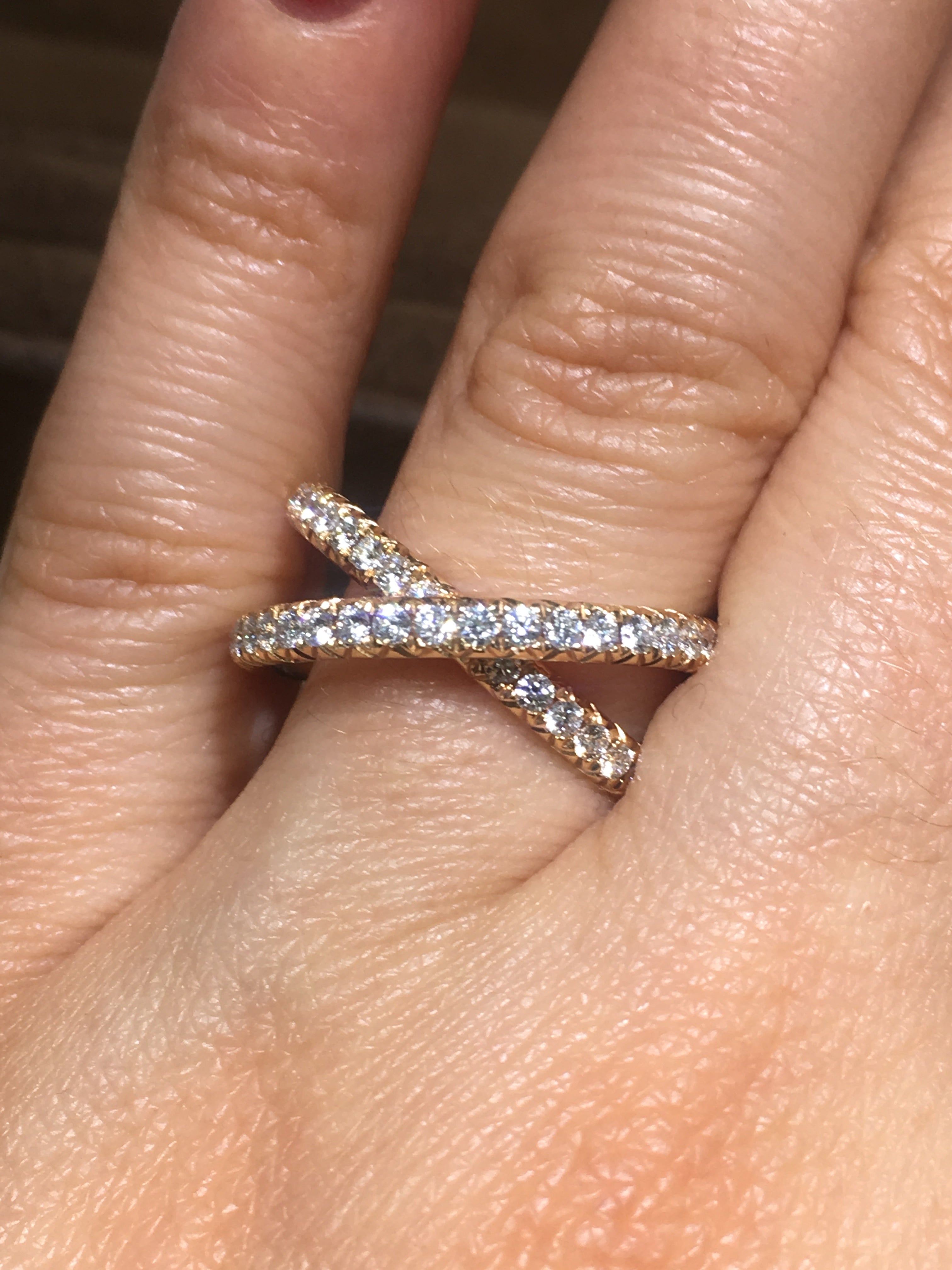 Overlapping Diamond Rings Ladies Rose Gold Diamond Overlapping Diamond Ring – HANIKEN JEWELERS ...