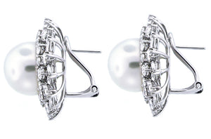 Diamond And Pearl Stud Earrings 6.97ctw