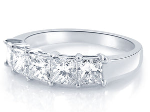 Five Stone Princess Cut Diamond Ring 1.55ctw